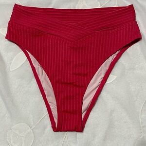 Cupshe Ribbed Red Bikini Bottom